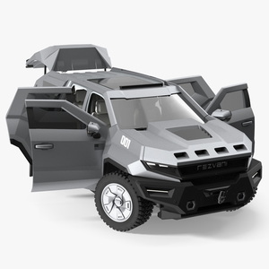 3D 2023 Rezvani Vengeance Armored SUV Lights On Rigged