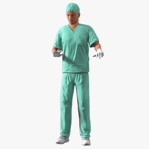 3D Male Doctor wearing Gloves Rigged model