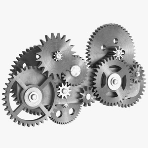 3D Gear Mechanism Silver