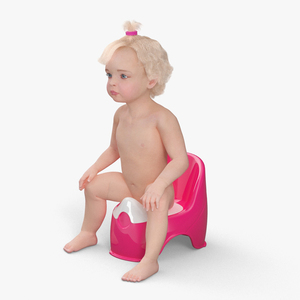 Little Girl on Potty Fur 3D model