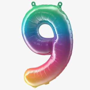 3D model Balloon Numbers 9 Rainbow