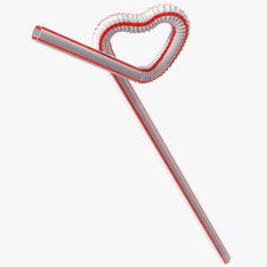 3D model Heart Shaped Drinking Straw with Stripes