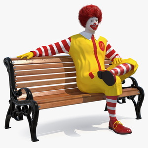 3D McDonalds Clown Bench Sitting Pose Fur model