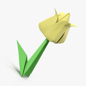 Origami Flower Yellow Tulip 3D