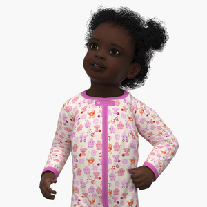 3D model Little Dark Skin Girl in Full Bodysuit Rigged