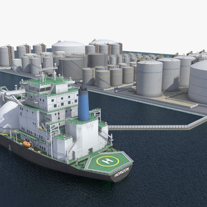 LNG Terminal with Gas Carrier Ship 3D model