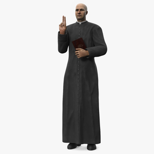 3D Catholic Priest with Holy Bible