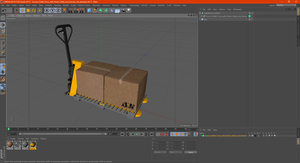 Scissor Pallet Truck with Plastic Pallet and Parcels 3D