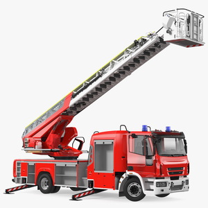 Firefighting Truck with Ladder Rigged 3D