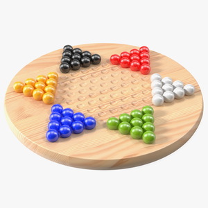 3D model Chinese Checkers Game with Glass Marbles