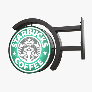 Starbucks Signage Wall Mounted Light On 3D model