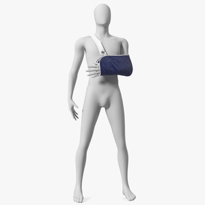 3D Arm Sling Bandage Blue Left Adjustable model