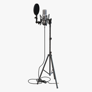 Studio Microphone and Stand 3D