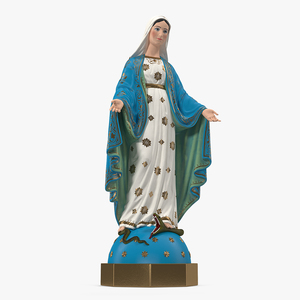 3D Virgin Mary Statue Painted