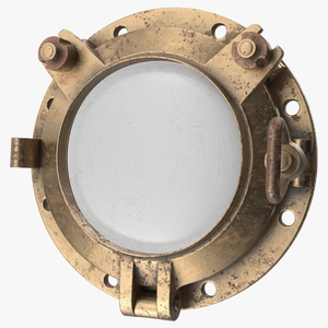 Worn Vintage Ship Porthole Brass 3D