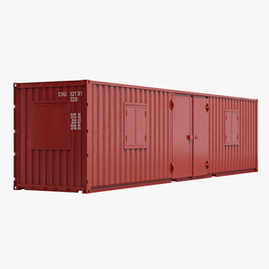 3D model Red Container Office with Wide Door