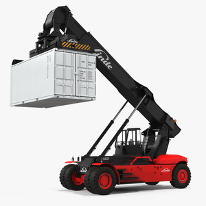 3D model Linde Reach Stacker with 20ft ISO Container Rigged