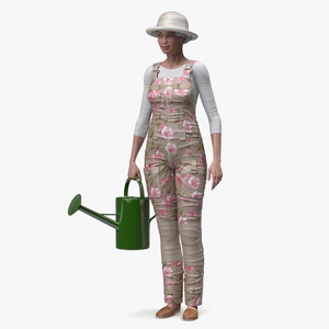 Asian Grandma Gardener Style Standing 3D