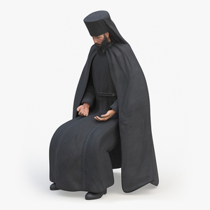 3D model Sitting Orthodox Monk Fully Dressed