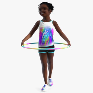 3D Black Girl Child Sporty Style with Hoop Rigged