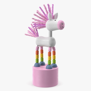 Pink Unicorn Push Puppet Toy Rigged for Cinema 4D 3D model