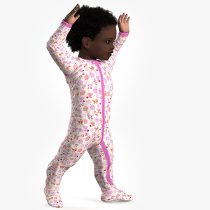 Little Dark Skin Girl in Full Bodysuit Fur Rigged 3D model