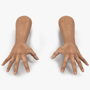 3D model Man Hands with Fur Pose 4