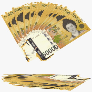 Fan of South Korean 50000 Won Banknotes 3D model