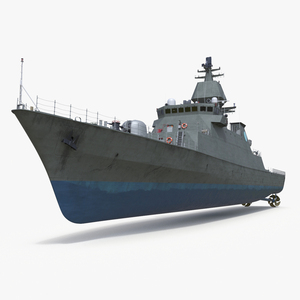 3D Modern Armed Warship Naval Rigged model