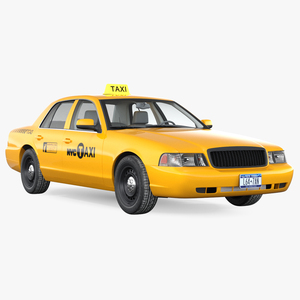Ford Crown Victoria Yellow Taxi Simple Interior 3D