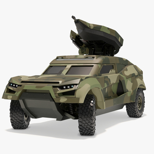 3D Military Interceptor Vehicle in Camouflage Rigged for Maya model