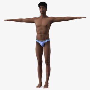 3D Dark Skin Young Man T Pose