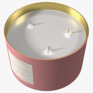 Scented Candle Pink with 3 Wicks 3D