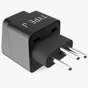 3D model Type J Universal Plug Adapter Black