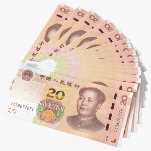 Fan of Chinese 20 Yuan 2019 Banknotes 3D