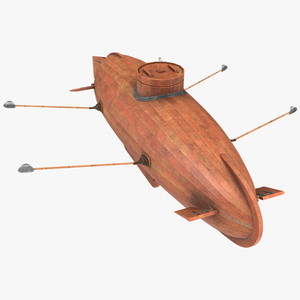 3D Old Wooden Submarine Rigged for Maya