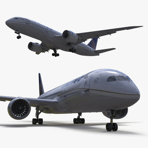 3D model United Airlines Boeing 787-8 Dreamliner Rigged for Cinema 4D