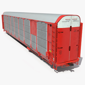 3D model Generic Tri Level Autorack Train Car Red