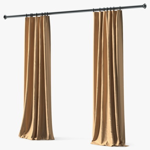 Classic Curtain Set with Metal Rod 3D model