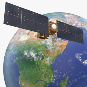 3D Space Satellite with Planet Earth model