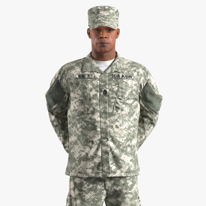 3D African-American US Army Soldier Fur Rigged model