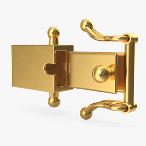 3D Yellow Gold Push Button Box Clasp model