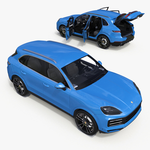 3D Porsche Cayenne Luxury SUV Montego Blue Rigged