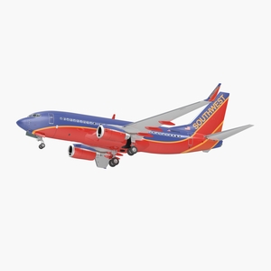 Boeing 737 700 with Interior Southwest Airlines Rigged 3D model