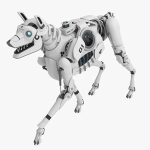 Futuristic Robotic Dog White in Walking Pose 3D model