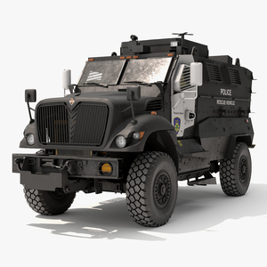 Armored Police Rescue Vehicle Black Rigged 3D