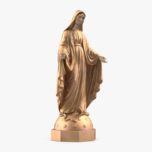 3D Madonna Virgin Mary Statue Golden model