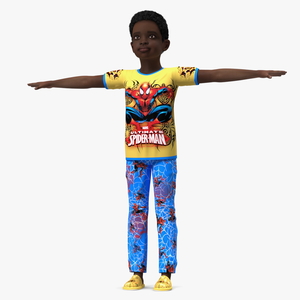 Black Child Boy Home Style Rigged for Cinema 4D 3D