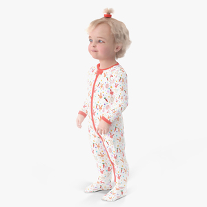 Toddler Girl in Full Bodysuit Standing Fur 3D