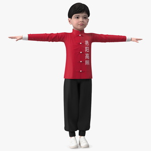 3D Asian Boy Traditional Costume T-pose